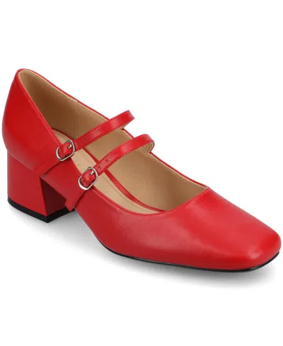 Journee Collection Nally Womens Square Block Heel Pumps In Red