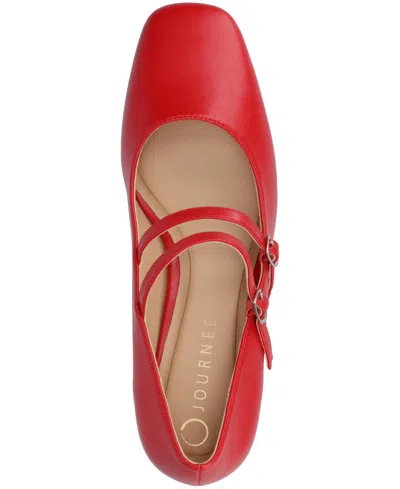 Journee Collection Nally Womens Square Block Heel Pumps In Red