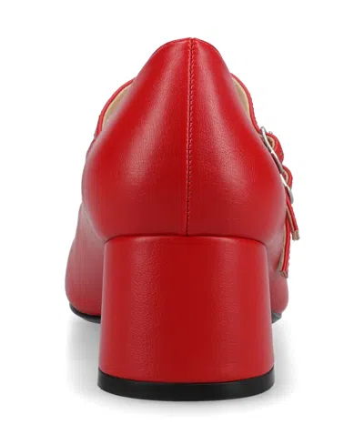 Journee Collection Nally Womens Square Block Heel Pumps In Red