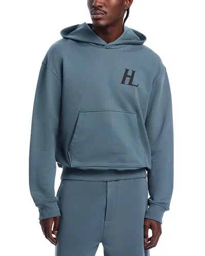 Helmut Lang Capsule Logo Pullover Hoodie In Slate Blue