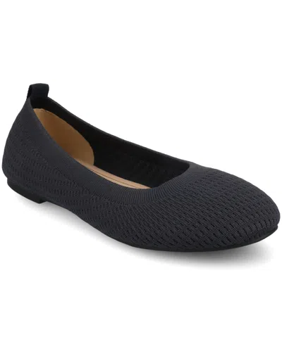 Journee Collection Women's Maryann Knit Round Toe Ballet Flats In Navy