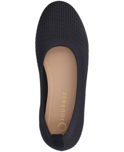 Journee Collection Women's Maryann Knit Round Toe Ballet Flats In Navy