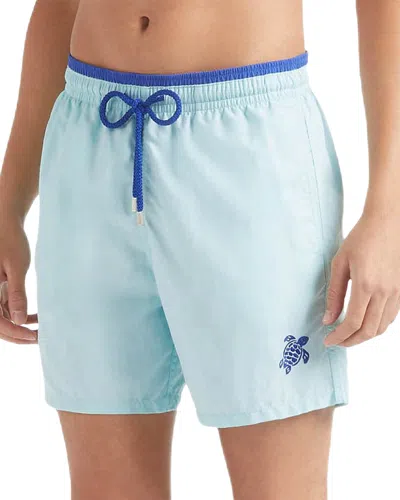 Vilebrequin Mens Celadon Moka Logo-embroidered Woven Swim Shorts In Blue