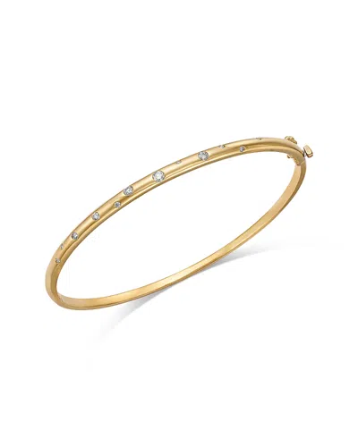 Bloomingdale's Fine Collection Burnished Diamond Set Bangle In 14k Yellow Gold, 0.25 Ct. T. W. In Gold