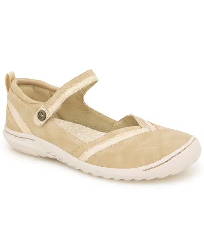 Jbu Women's Raven Round Toe Flats In Light Tan,shimmer