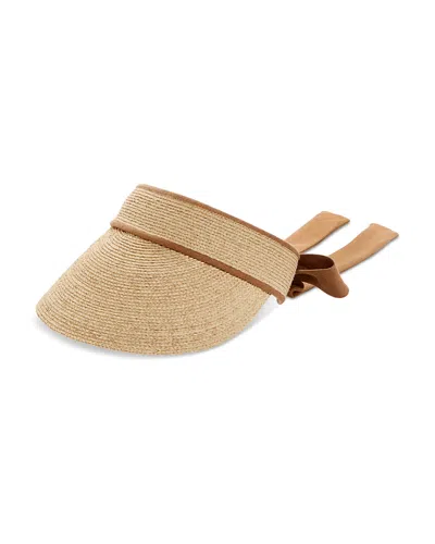 Lack Of Color Raffia & Linen Visor In Natural