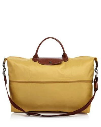 Longchamp Le Pliage Expandable Travel Duffel Nylon Weekender In Curry