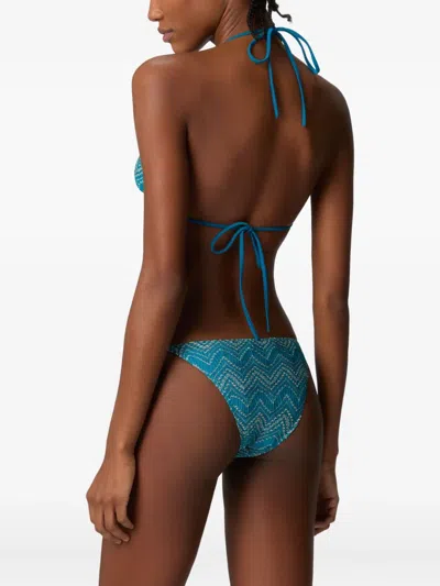 Missoni Zigzag-pattern Bikini In Blue