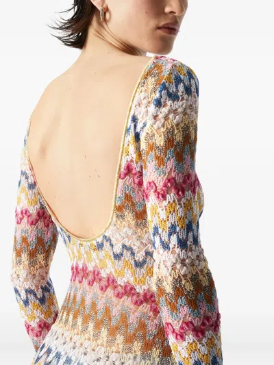 Missoni Zigzag-pattern Dress In Pink