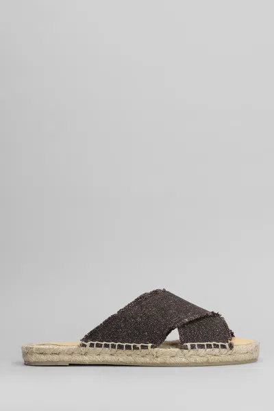 Castaã±er Cross Strap Espadrille Sandal With Frayed Edges In Brown
