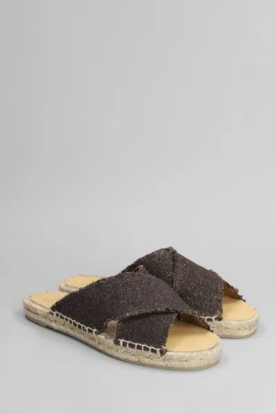 Castaã±er Cross Strap Espadrille Sandal With Frayed Edges In Brown