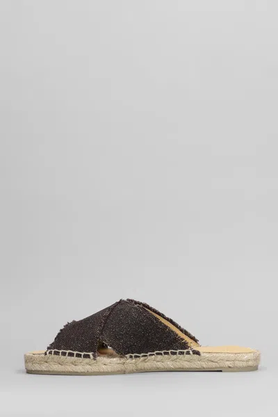 Castaã±er Cross Strap Espadrille Sandal With Frayed Edges In Brown