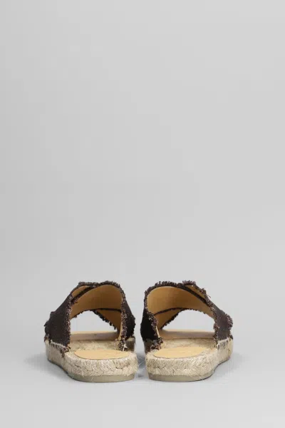 Castaã±er Cross Strap Espadrille Sandal With Frayed Edges In Brown