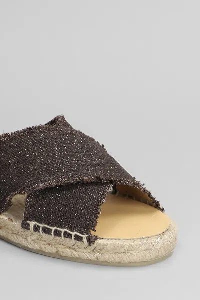 Castaã±er Cross Strap Espadrille Sandal With Frayed Edges In Brown