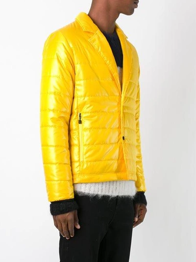 Shop Ganryu Comme Des Garcons Notch Lapel Padded Jacket - Yellow & Orange
