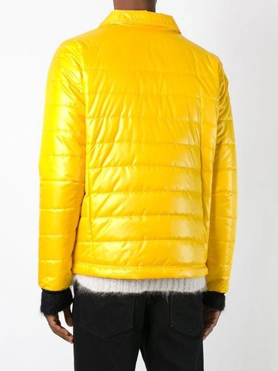 Shop Ganryu Comme Des Garcons Notch Lapel Padded Jacket - Yellow & Orange