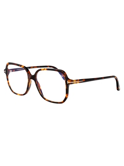Tom Ford Ft5578-b Tortoiseshell Oversized Glasses In Brown