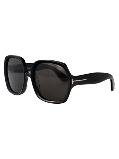 Tom Ford Nero Lucido Acetate Sunglasses In Nero Lucido / Fumo