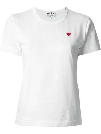 Shop Comme Des Garçons Play Embroidered Heart T In White