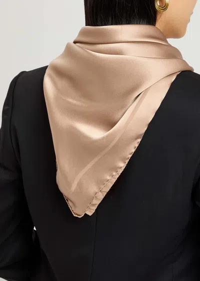 Saint Laurent Grand Logo-jacquard Silk Scarf In Neutral