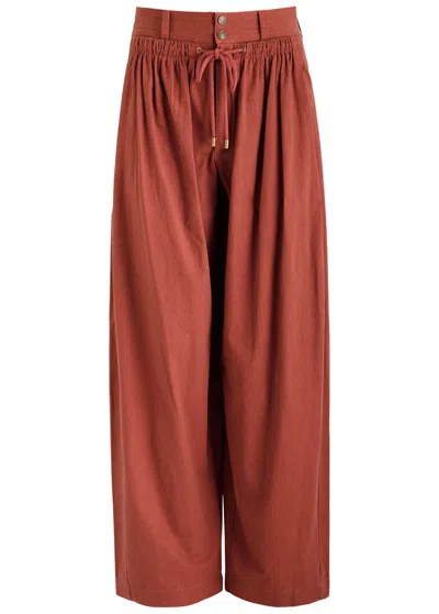 Isabel Marant Inaya Barrel-leg Cotton Trousers In Orange
