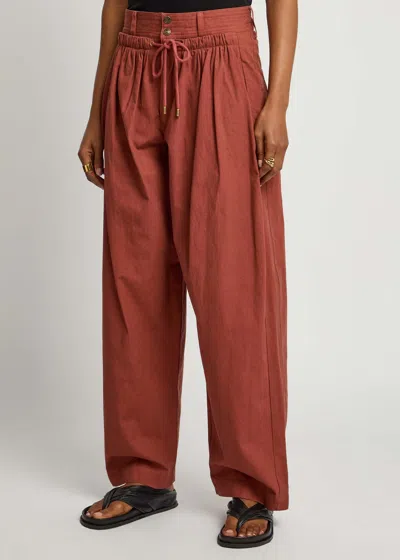 Isabel Marant Inaya Barrel-leg Cotton Trousers In Orange