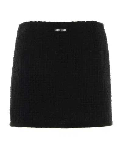 Miu Miu Sequin-trim Knitted Miniskirt In Black