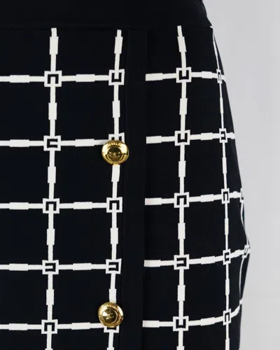 Elisabetta Franchi Black Jacquard Mini Skirt With Logo And Gold Buttons In Black