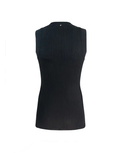 Sportmax Canotta Nera In Cotone A Costine In Black
