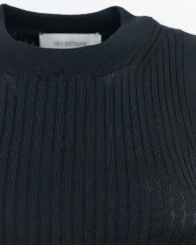 Sportmax Canotta Nera In Cotone A Costine In Black