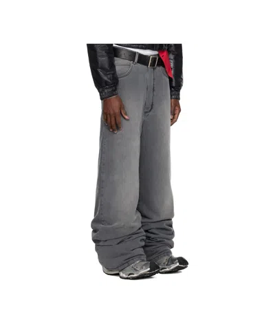 Lu'u Dan Gray Wadded Stack Jeans In Outcast Grey