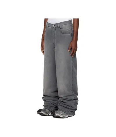 Lu'u Dan Gray Wadded Stack Jeans In Outcast Grey