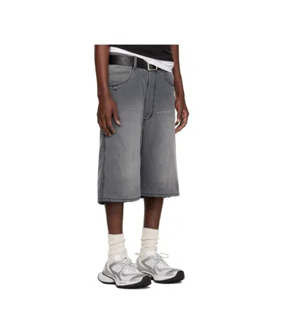 Lu'u Dan Gray Stack Denim Shorts In Grey