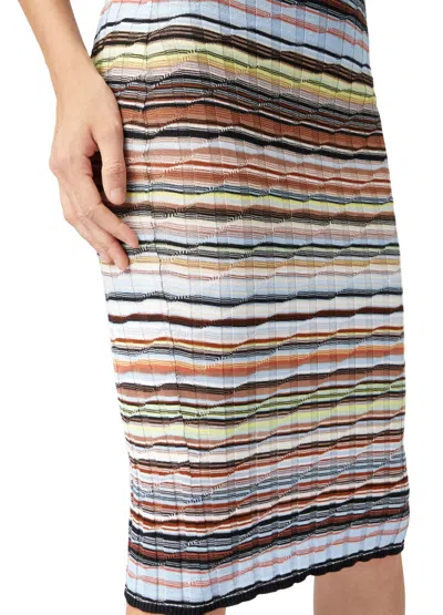 Missoni Rib-knit Striped Midi Skirt In Sm9m8-multicolor Blu