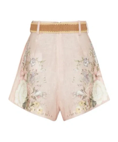Zimmermann Waverly Tuck Short Pink Floral In Pink