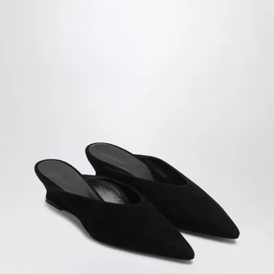 Le Monde Beryl Le Monde Béryl Black Wedge Mule In Suede In Black
