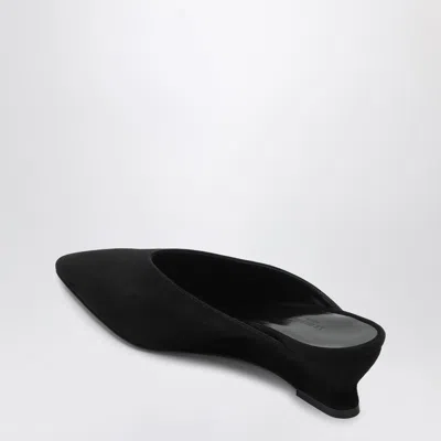 Le Monde Beryl Le Monde Béryl Black Wedge Mule In Suede In Black