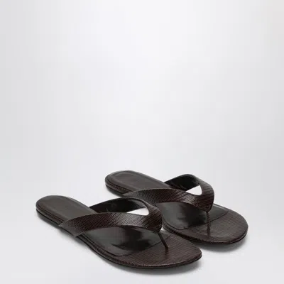 Le Monde Beryl Brown Leather Flip-flops In Multi