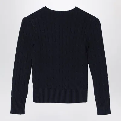Polo Ralph Lauren Navy Blue Cotton Cable-knit Jumper In Black