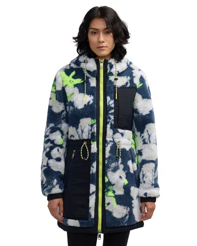 Scotch & Soda Hooded Sherpa Printed Jacket In Multi