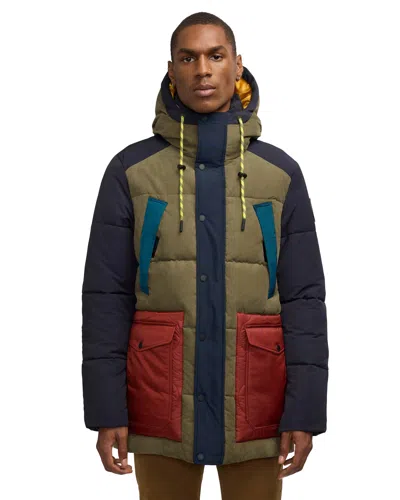 Scotch & Soda Men's Arza Quilted Colorblocked Mixed-media Full-zip Hooded Parka In Multi