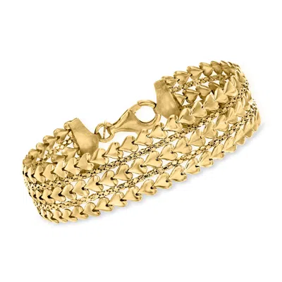 Ross-simons Italian 18kt Gold Over Sterling Multi-row Heart Bracelet In Multi
