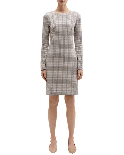 Theory Betty Long Sleeve Grid Knit Dress In Multi