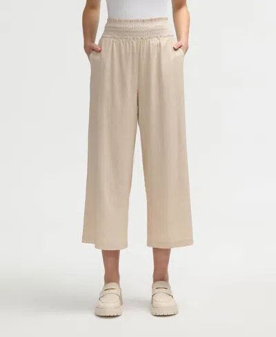 Nvlt Smocked Waist Cropped Pants In White