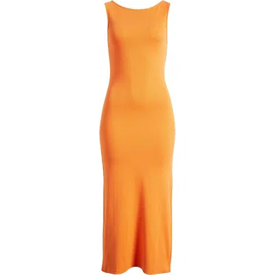 French Connection Rassia Organic Rib Slash Dress In Orange In Orange
