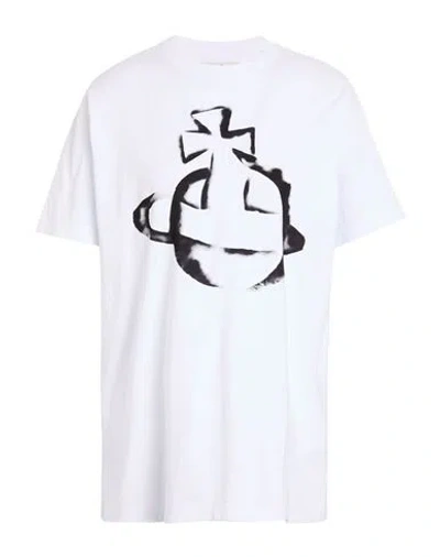 Vivienne Westwood Short-sleeved Cotton T-shirt With Abstract Graphic Design In White