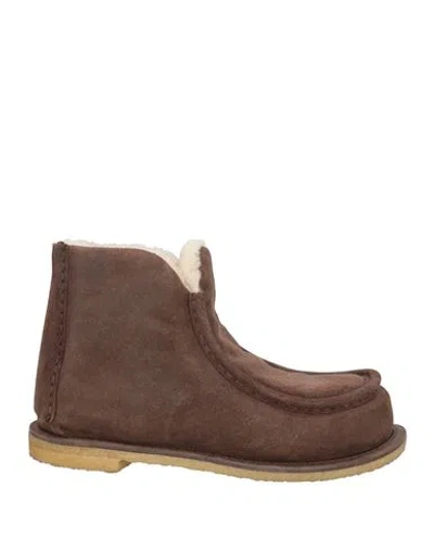 Jw Anderson Genuine Shearling Lined Bootie In Brown