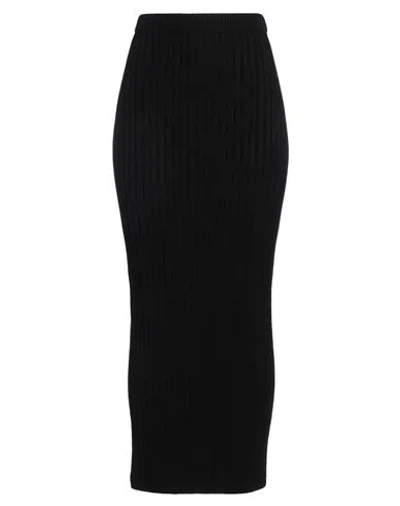 Max Mara Seta Ribbed Wool-blend Maxi Pencil Skirt In Black