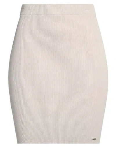 Guess Woman Mini Skirt Beige Size L Viscose, Polyamide In Beige