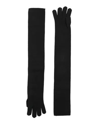 Max Mara Long Knitted Five Fingers Soft Gloves In Black